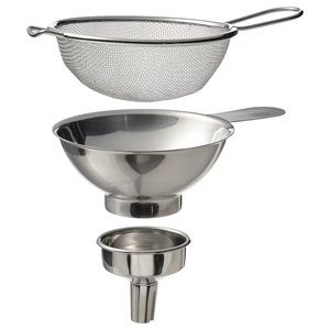 IKEA TABBERAS Sifter/funnel set of 3, stainless steel NEW